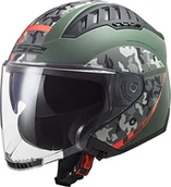 Kaski motocyklowe - LS2, Kask motocyklowy Copter Crispy wojskowy zielony pomarańczowy, XL - miniaturka - grafika 1