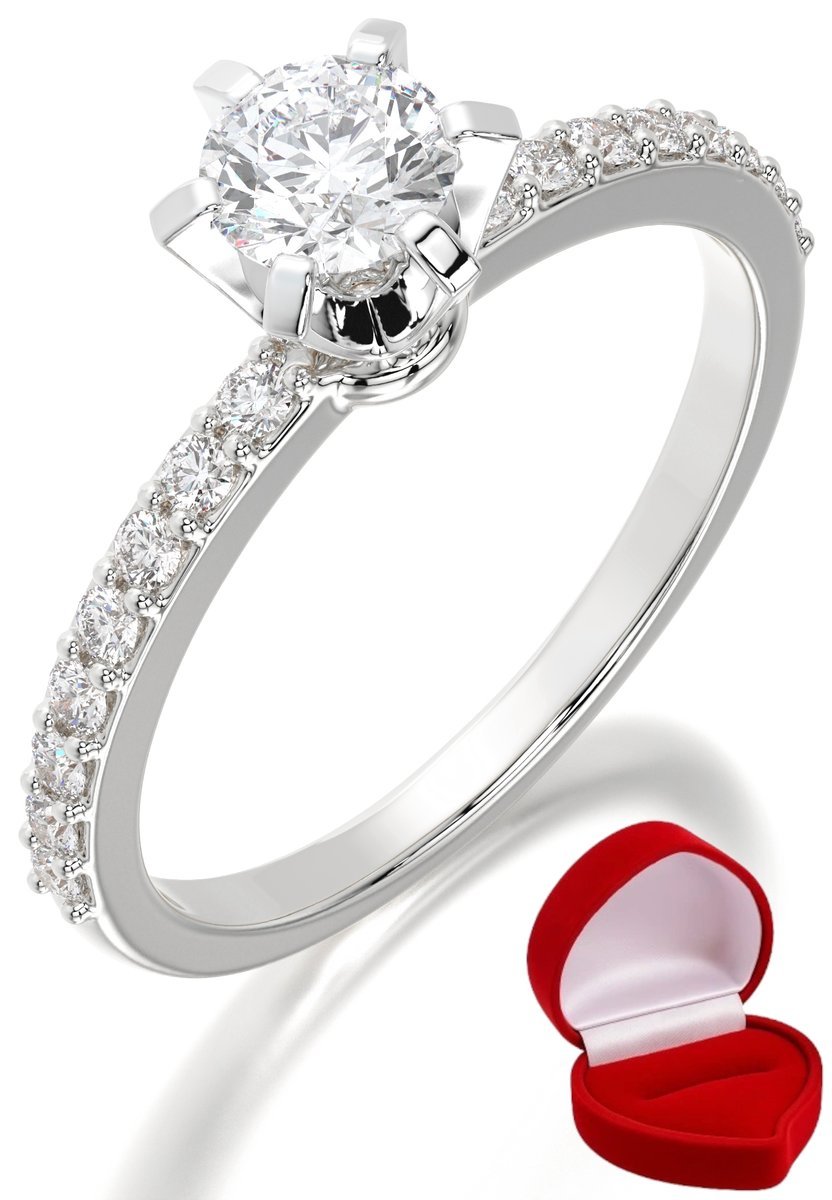 ZŁOTY PIERŚCIONEK ZARĘCZYNOWY 585 14k BRYLANT 0,30 ct BIAŁE ZŁOTO R15