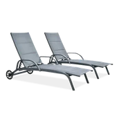 Leżaki ogrodowe - 2x Leżak ogrodowy aluminiowy MAJORKA Grey - miniaturka - grafika 1