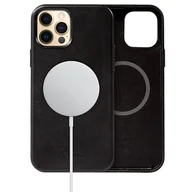 Etui i futerały do telefonów - Crong Essential Cover Magnetic - Etui ze skóry iPhone 12 Pro Max MagSafe (czarny) - miniaturka - grafika 1