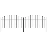 Ogrodzenia - vidaxl Panele ogrodzeniowe z grotami, stal, (1-1,25) x 3,4 m, czarne - miniaturka - grafika 1