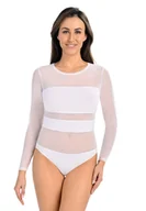 Bielizna nocna - Body z wiskozy z siateczką Stripy białe, Teyli - miniaturka - grafika 1