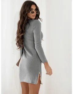 Dzianinowa sukienka mini LIRAEL - szara - Sukienki Dzianinowa sukienka mini LIRAEL - szara - Sukienki - miniaturka - grafika 1
