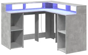Duże narożne biurko komputerowe z LED szarość betonu Z4-G97 - Biurka - miniaturka - grafika 1