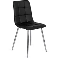 Krzesła - Krzesło Tapicerowane Pikowane Kuchenne Do Jadalni Salonu Czarne ENZO - miniaturka - grafika 1