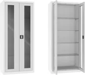 Meble i wyposażenie gabinetów medycznych - NSML.112.9010.7035 szafa lekarska 2-skrzydłowa 1-komorowa biało-popielata - miniaturka - grafika 1