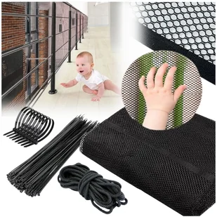 Siatka na balustrady schody balkon ochronna zabezpieczenie 300 cm czarna - Zabezpieczenia dla dzieci - miniaturka - grafika 1