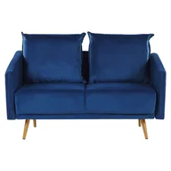 Sofy i kanapy - Beliani Sofa 2-osobowa welurowa niebieska MAURA - miniaturka - grafika 1