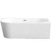 Wanny - Wanna wolnostojąca przyścienna ryflowana, prawostronna, z syfonem srebrny - miniaturka - grafika 1
