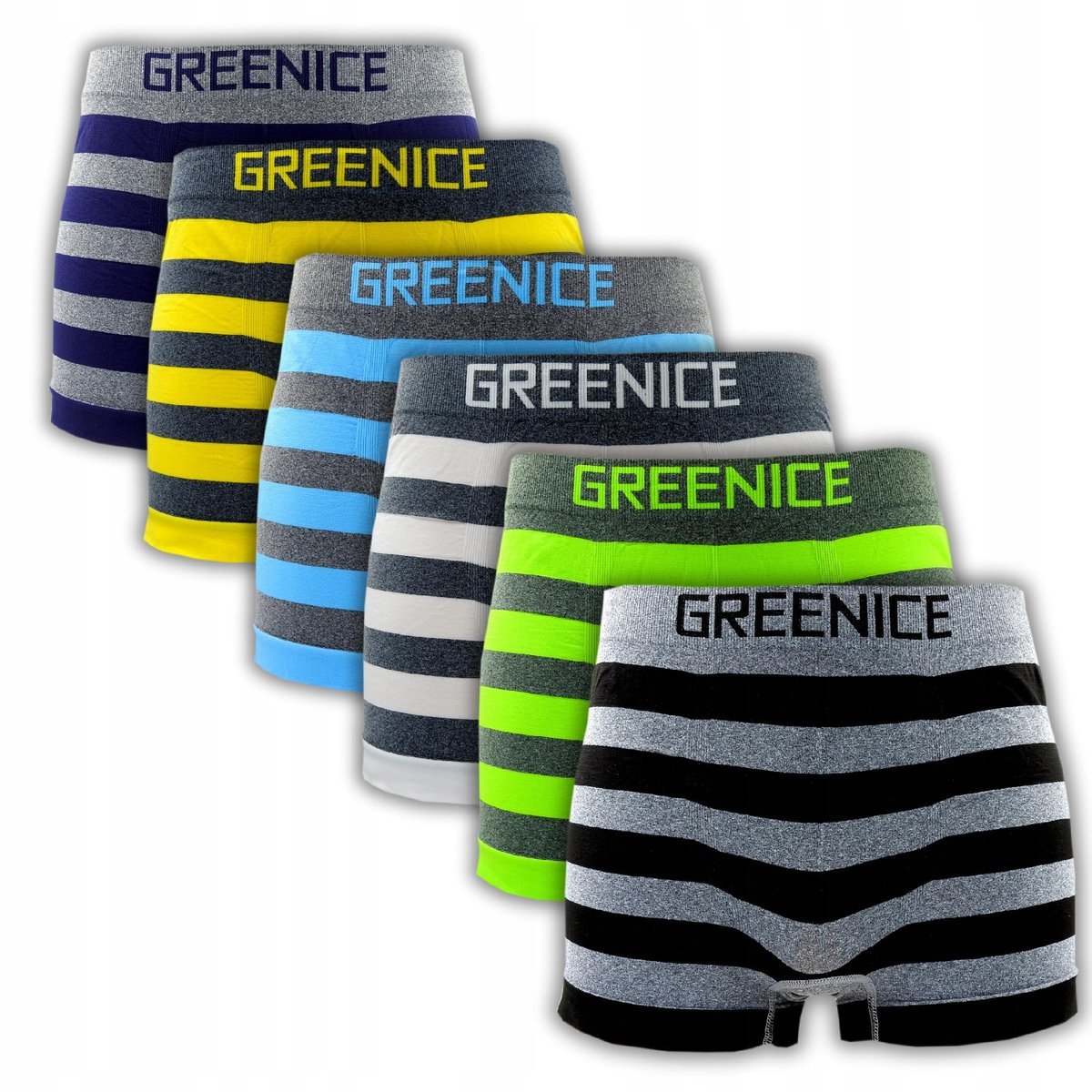 6x MAJTKI BOKSERKI KOLOROWE ELASTYCZNE MĘSKIE BEZSZWOWE GREENICE ROZM M/L