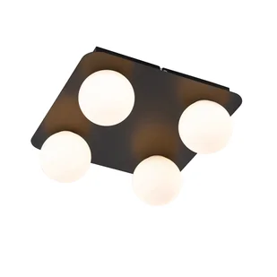 QAZQA Nowoczesna łazienkowa lampa sufitowa czarna kwadratowa 4-punktowa - Cederic - Oprawy, klosze i abażury - miniaturka - grafika 1