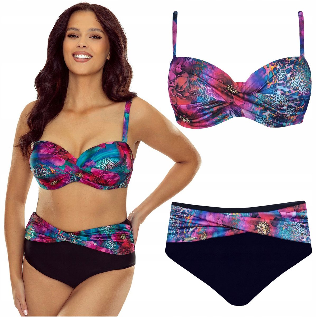 Strój kąpielowy dwuczęściowy push up wysoki stan GABBIANO Evita 018 36D 70D