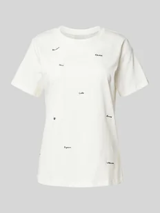 T-shirt z wyhaftowanymi detalami model ‘CAMINO’ - Koszulki i topy damskie - miniaturka - grafika 1