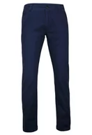 Spodnie męskie - Granatowe Eleganckie, Męskie Spodnie, 100% BAWEŁNA -CHIAO- Chinosy, z Mankietami - Chiao - miniaturka - grafika 1