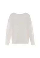 Swetry damskie - faina Damski sweter z dzianiny z odsłoniętymi ramionami z nieregularnym haftem koronkowym Wełna BIAŁA, rozmiar XS/S, biały (wollweiss), XL - miniaturka - grafika 1
