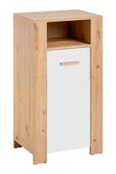 Komody - Wąska komoda z półkami, Vega, 55x38x103 cm, dąb artisan, biały, mat - miniaturka - grafika 1