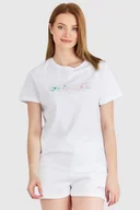 Koszulki i topy damskie - GUESS Biały t-shirt damski z kolorowym logo - Guess - miniaturka - grafika 1