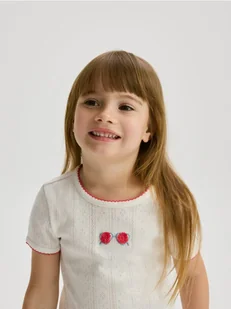 Reserved - T-shirt z haftem - złamana biel - Bluzki dla niemowląt - miniaturka - grafika 1