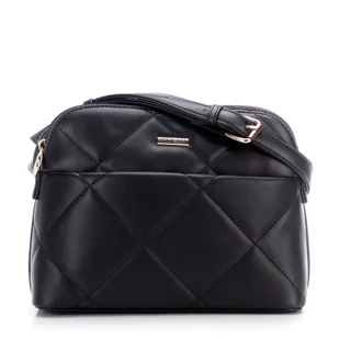 Damska crossbody z przeszyciami ekoskóra czarno - złota - Torebki damskie - miniaturka - grafika 1