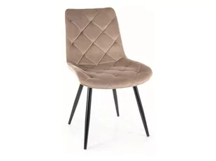 Krzesło tapicerowane RALPH VELVET ciemny beż welurowe SIGNAL - Krzesła - miniaturka - grafika 1