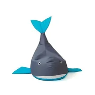 Fotele i pufy dla dzieci - Pufa worek GO GIFT Wieloryb Szaro-niebieski L 110 x 80 cm - miniaturka - grafika 1
