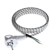 Inne akcesoria elektryczne - Przewód przyłączeniowy w oplocie bawełnianym, IP44 z wtyczką prostą 2p+Z, przekrój 3x0,75mm2 PP-S-15/2M/3x0,75/ bawełna - miniaturka - grafika 1