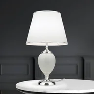 Lampy stojące - ORION Lampa stołowa Ovum, biały/chrom, wysokość 48 cm, ceramika/chintz - miniaturka - grafika 1
