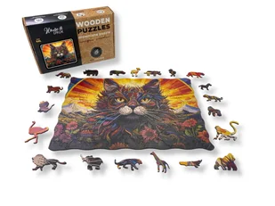 Puzzle Drewniane dla dzieci i dorosłych KittyFlowers KOT 150 elementów - Puzzle - miniaturka - grafika 1
