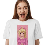 Koszulki i topy damskie - T-Shirt Koszulka Damska Bawełniana Biała S Kolorowe Manga Anime Wzory - miniaturka - grafika 1