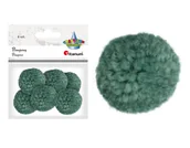 Pasmanteria - Pompony dekoracyjne ozdobne z włóczki 6szt szmaragdowe - szmaragdowy - miniaturka - grafika 1