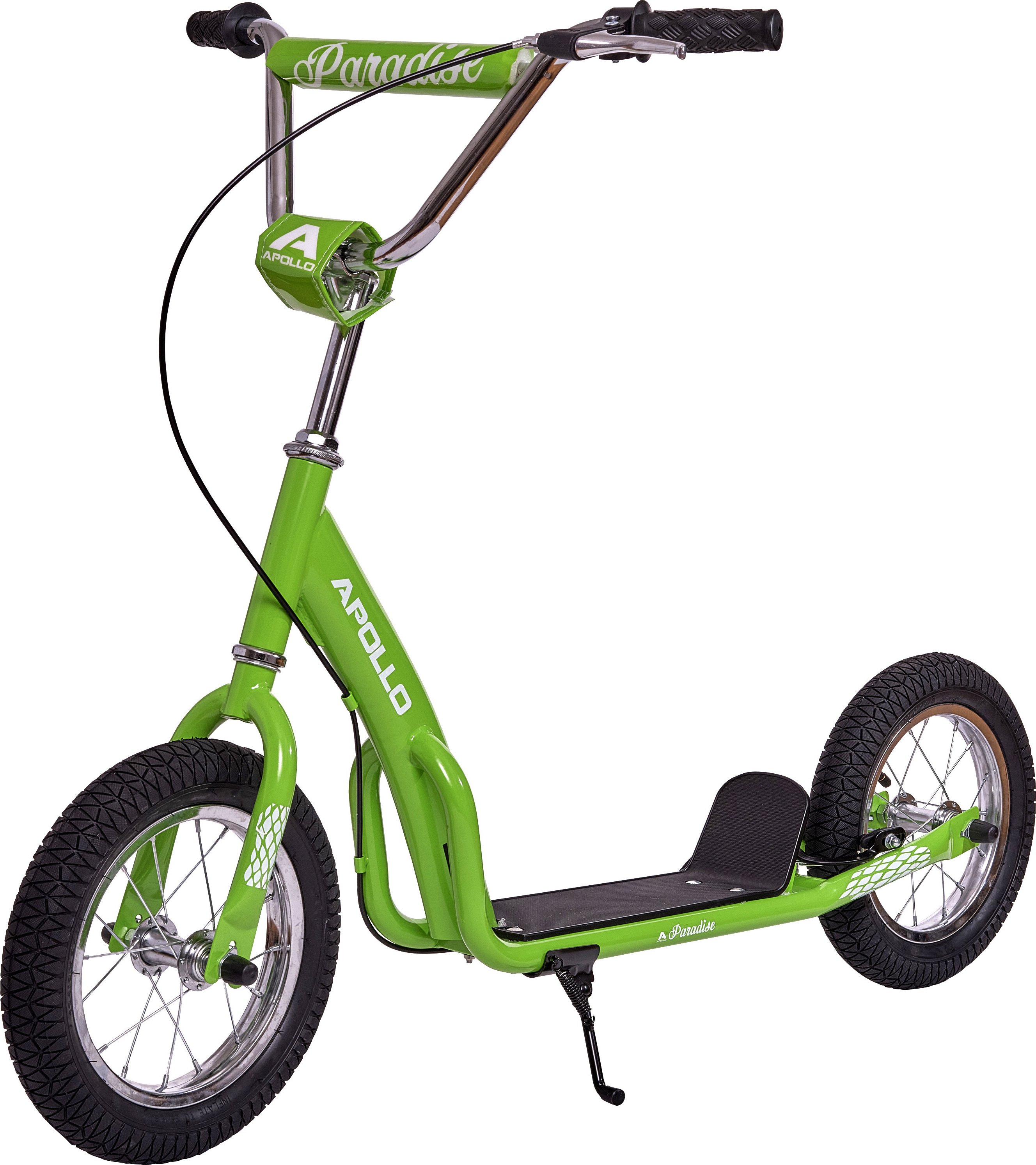 Hulajnoga Apollo Retro Scooter Paradise Hulajnoga z oponami pneumatycznymi 12,5 cala Stylowa hulajnoga dla dzieci i młodzieży Hulajnoga miejska dla dzieci z szerokim bieżnikiem Hulajnoga dziecięca z dużymi kołami - Zielona