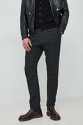 Emporio Armani spodnie lniane kolor czarny proste