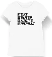 Koszulki i topy damskie - Koszulka damska anime z napisem "Eat Sleep Anime Repeat" biała XXL - miniaturka - grafika 1
