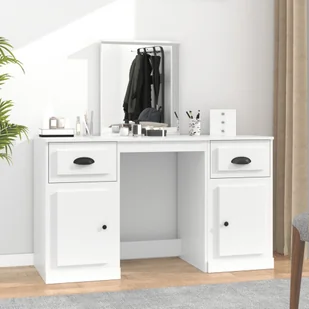 vidaXL Toaletka z lustrem, biała, 130x50x132,5 cm - Toaletki - miniaturka - grafika 1