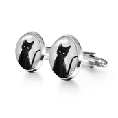 Spinki do mankietów i krawatów - Czarny kot - spinki do mankietów - miniaturka - grafika 1