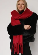 Apaszki i szaliki damskie - Bordowy Szalik z Frędzlami Owedarria - miniaturka - grafika 1