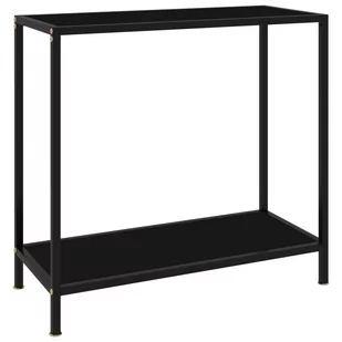 vidaXL Stolik konsolowy czarny 80x35x75cm szkło hartowane VidaXL 322832 - Konsole i sekretarzyki - miniaturka - grafika 1