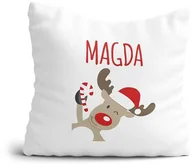 Gadżety dla niej i dla niego - Poduszka Świąteczna Renifer + imię Prezent na Mikołaja pod Choinkę Boże Narodzenie - miniaturka - grafika 1