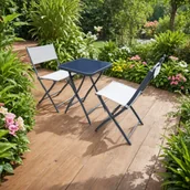 Meble ogrodowe - Zestaw Terra stolik i 2 krzesła szary - miniaturka - grafika 1