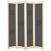 Parawany - Parawan 4-panelowy, szary, 160x170x4 cm, tkanina - miniaturka - grafika 1