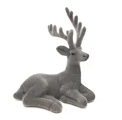 Ozdoby bożonarodzeniowe - Renifer Leżący Szary Flokowany Jelonek Dekoracyjny 15 Cm - miniaturka - grafika 1