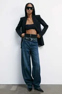 Spodnie damskie - Jeansy baggy z gorsetem - miniaturka - grafika 1