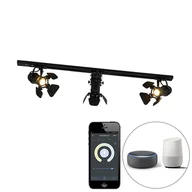 Lampy sufitowe - QAZQA Inteligentny system szynowy czarny 3 światła w tym Wi-Fi GU10 - Film - miniaturka - grafika 1