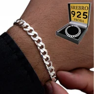 Bransolety męskie - Gruba Bransoletka Srebrna Pancerka Męska 6Mm/22Cm Diamentowana Srebro 925 - miniaturka - grafika 1