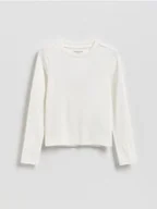 Bluzki dla dziewczynek - Reserved - Gładka koszulka - złamana biel - miniaturka - grafika 1