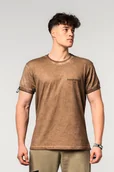 Koszulki sportowe męskie - Koszulka męska Nebbia Washed-off Cotton T-shirt MAX OUT Light Brown L - miniaturka - grafika 1