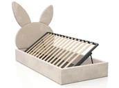 Łóżka dla dzieci i młodzieży - Łóżko dziecięce tapicerowane z pojemnikiem 90x200 ze stelażem beżowy Velvet Kids Line 2 Królik - miniaturka - grafika 1