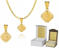 Biżuteria dla dzieci - Złoty łańcuszek srebro pozłacane medalik SZKAPLERZ 50 cm DEDYKACJA P4M31 - miniaturka - grafika 1