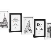 Ramki na zdjęcia - Ramka Na Zdjęcia Drewno MDF Wielokrotna Mozaika Ściana Biała Czarna 5 zdjęcia 10x15 cm - miniaturka - grafika 1