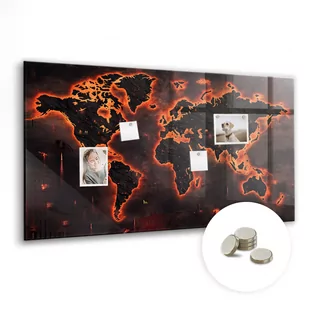 Tablica Szklana z Magnesami - 120x60 cm, Mapa świata - Tablice i flipcharty - miniaturka - grafika 1